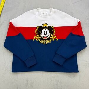 Disney Mickey Mouse Sweatshirt Adult Medium Red White Blue Colorblock Fleece